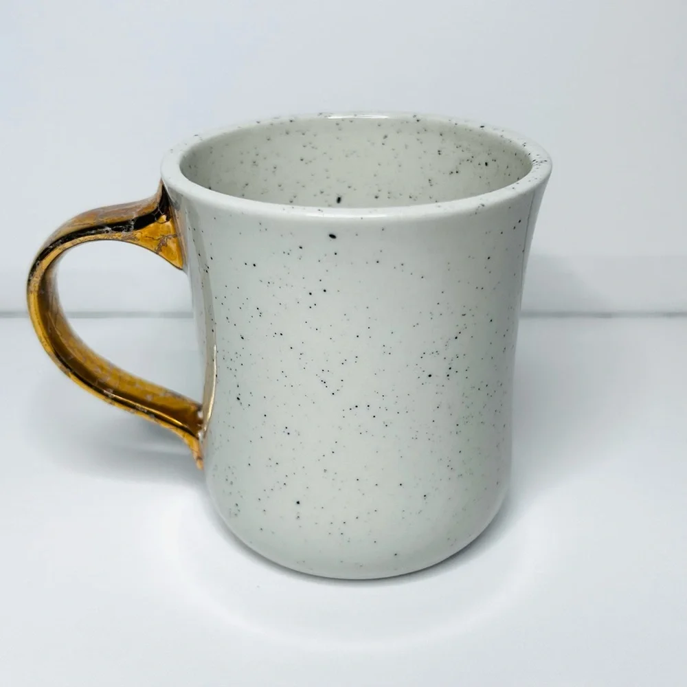 Anthropologie Light and Love Mug Gold Crackle Handle